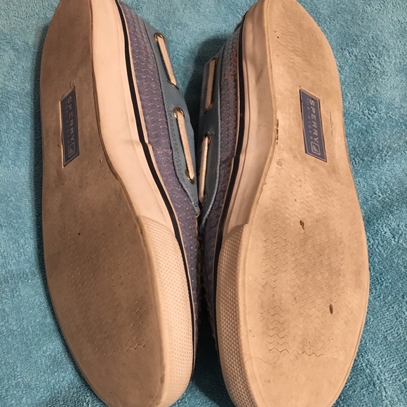 Light Bahama Blue Sequin Sparkle Sperry’s Flats - Picture 5 of 7